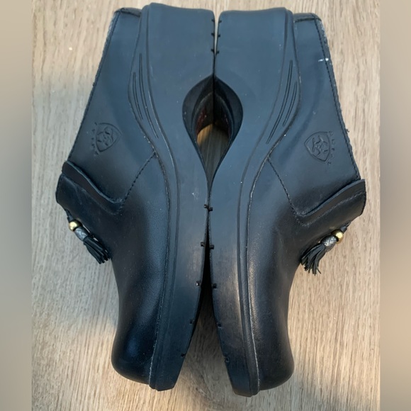 Ariat black leather clogs mules tassels womens 6.5 western comfort - Picture 3 of 7